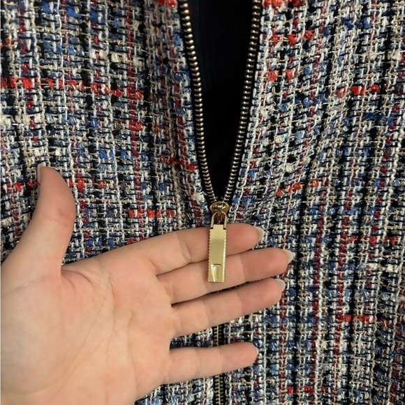 Ted Baker Tweed Fringe Full Zip Jacket Sz 3 - Picture 7 of 13